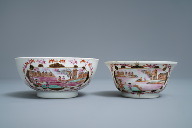 A Chinese famille rose and gilt Meissen-style 17-piece tea service, Qianlong