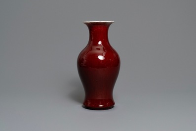 Two Chinese monochrome langyao vases, 19th C.