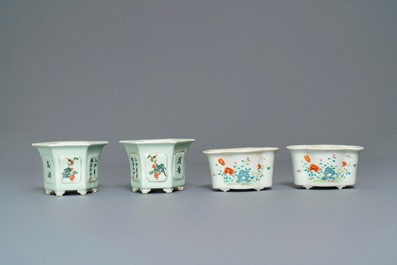 Five various Chinese jardini&egrave;res and four plates, 19/20th C.
