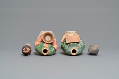 Two Chinese polychrome earthenware tomb figures, Ming