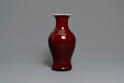 Two Chinese monochrome langyao vases, 19th C.