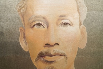 Vietnamese school, Nha Trang, 20th C.: an embroidered silk portrait of Ho Chi Minh