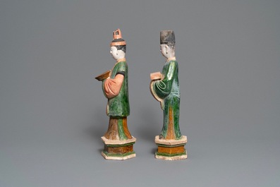 Two Chinese polychrome earthenware tomb figures, Ming
