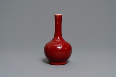 Two Chinese monochrome langyao vases, 19th C.