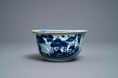 A Chinese blue and white 'Ode to the red cliffs' bowl, Transitional period