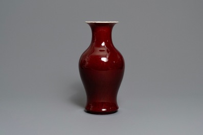 Two Chinese monochrome langyao vases, 19th C.
