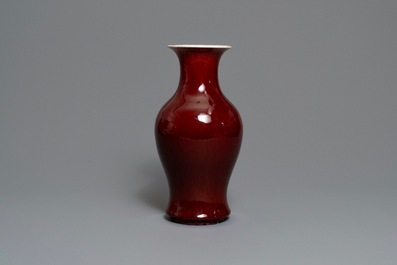 Two Chinese monochrome langyao vases, 19th C.
