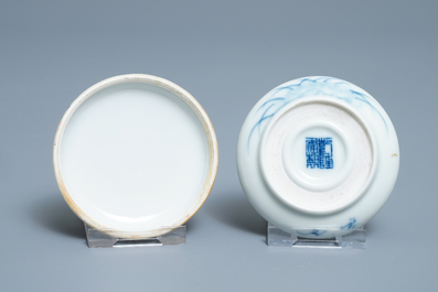 Een gevarieerde collectie Chinees qianjiang cai, blauw-wit en famille rose porselein, 19/20e eeuw