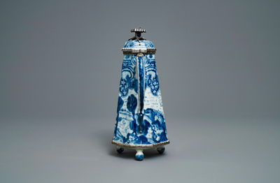 A Chinese blue and white 'Europa and the bull' silver-mounted coffee pot, Kangxi
