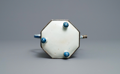 A Chinese blue and white 'Europa and the bull' silver-mounted coffee pot, Kangxi