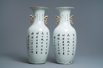 A pair of Chinese famille rose vases, 19/20th C.
