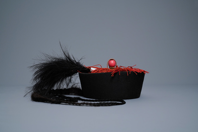 Three Chinese Mandarin officials' court hats, Qing