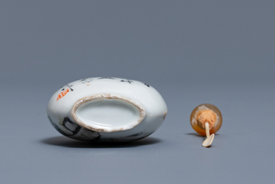 A Chinese qianjiang cai snuff bottle, signed Fang Jiazhen, dated 1898