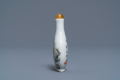 A Chinese qianjiang cai snuff bottle, signed Fang Jiazhen, dated 1898