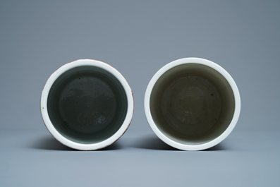 Een gevarieerde collectie Chinees qianjiang cai, blauw-wit en famille rose porselein, 19/20e eeuw