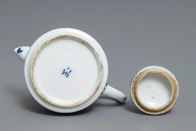 A Chinese blue and white 'Long Eliza' teapot, Yu mark, Kangxi