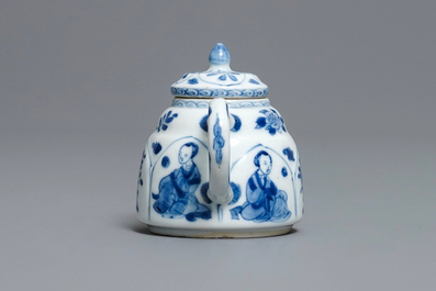 A Chinese blue and white 'Long Eliza' teapot, Yu mark, Kangxi
