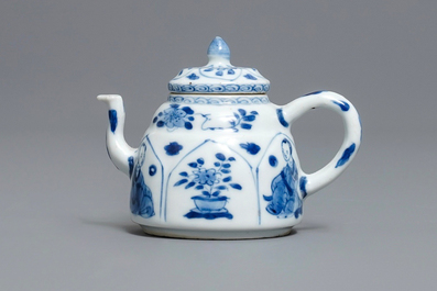 A Chinese blue and white 'Long Eliza' teapot, Yu mark, Kangxi
