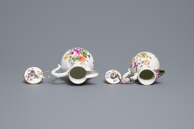 Two Meissen porcelain covered jugs with floral design, Germany, 18/19th C.
