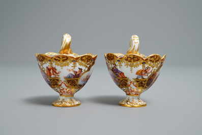 A pair of Meissen porcelain 'Kauffahrtei' inkwells and covers, Germany, 18th C.