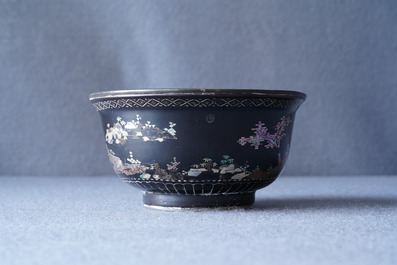 A Chinese lac burgaut&eacute; bowl, Kangxi