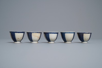 Ten Chinese blue and white cups, a stem cup and a bowl, Hatcher and Vung Tao shipwrecks, Transitional period and Kangxi