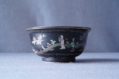 A Chinese lac burgaut&eacute; bowl, Kangxi