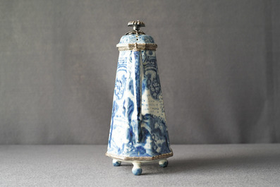A Chinese blue and white 'Europa and the bull' silver-mounted coffee pot, Kangxi