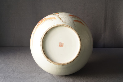 A Chinese famille rose 'peaches' vase, Qianlong mark, 19th C.
