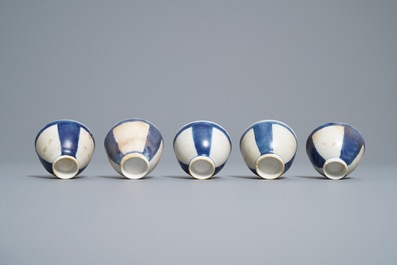 Ten Chinese blue and white cups, a stem cup and a bowl, Hatcher and Vung Tao shipwrecks, Transitional period and Kangxi