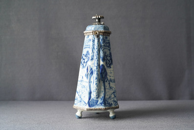 A Chinese blue and white 'Europa and the bull' silver-mounted coffee pot, Kangxi
