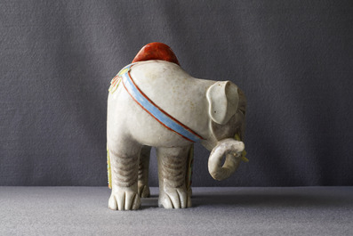 A large Chinese famille rose model of an elephant, 19th C.