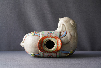 A large Chinese famille rose model of an elephant, 19th C.