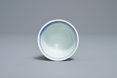 Ten Chinese blue and white cups, a stem cup and a bowl, Hatcher and Vung Tao shipwrecks, Transitional period and Kangxi
