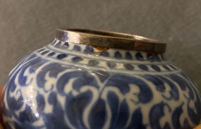 Three Chinese blue and white Vietnamese market 'Bleu de Hue' jars and brush washers, 19th C.