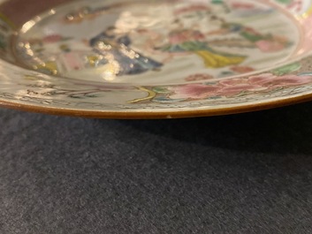 A pair of Chinese famille rose 'phoenixes' plates, Qianlong