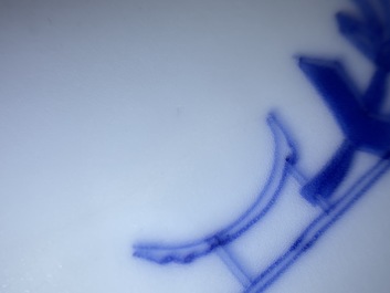 A Chinese blue and white sleeve vase depicting the legendary Zhang Xian, Transitional period
