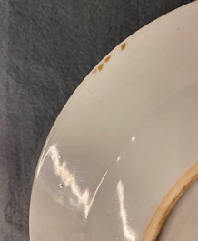 Seven Chinese famille rose plates with Luohan near a tiger, Qianlong