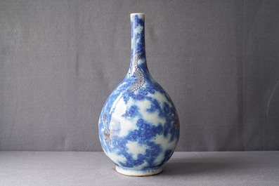 A Chinese blue, white and copper red 'dragon' vase, Qianlong/Jiaqing