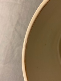 A Chinese blue and white 'landscape' brush pot, bitong, Kangxi