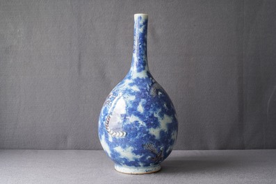 A Chinese blue, white and copper red 'dragon' vase, Qianlong/Jiaqing