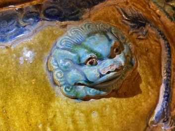 A large Chinese polychrome stoneware martaban jar and cover, Ming/Qing