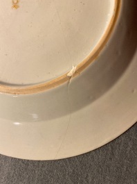 Seven Chinese famille rose plates with Luohan near a tiger, Qianlong