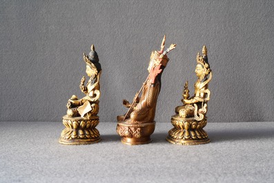 Five Sino-Tibetan gilt bronze Buddha figures, 19/20th C.