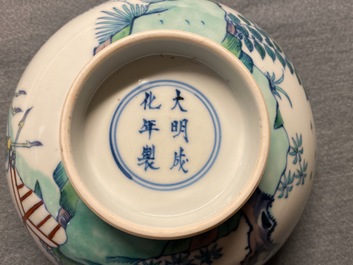 A Chinese doucai 'monkey and deer' bowl, Chenghua mark, Kangxi