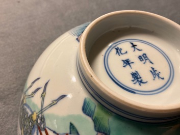 A Chinese doucai 'monkey and deer' bowl, Chenghua mark, Kangxi