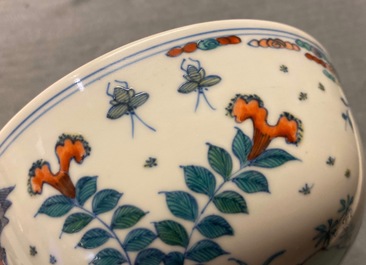 A Chinese doucai 'monkey and deer' bowl, Chenghua mark, Kangxi