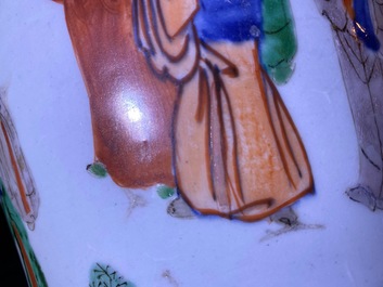 A Chinese wucai vase with wooden cover, Transitional period