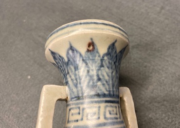 A Chinese blue and white 'lotus scroll' vase, Yuan