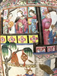 A large Chinese famille rose 'court scene' vase, 19th C.